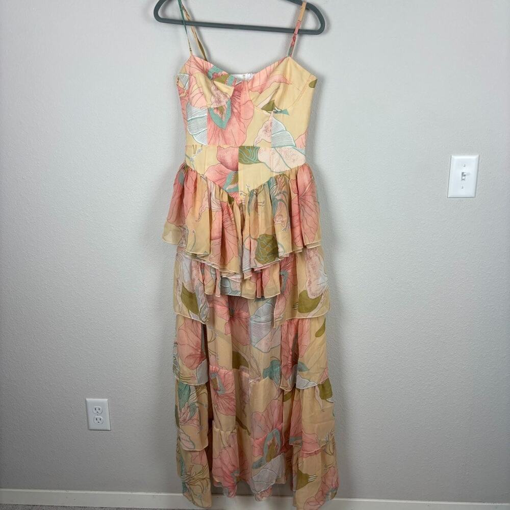 The Dolls House Dolce Dress Medium Boho Sexy Floral Chiffon Corset Bodice Pastel - Picture 2 of 9